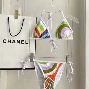 Emilio Pucci Multicolor Striped Bikini